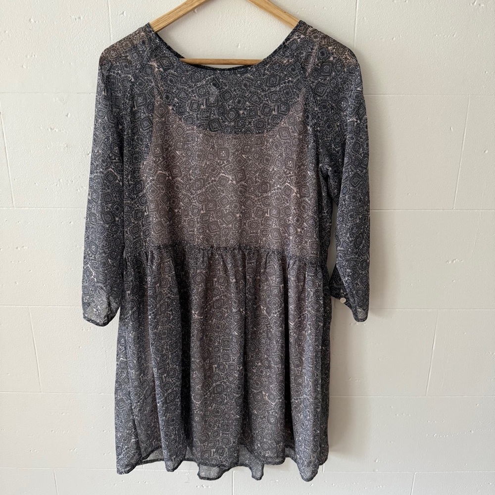 Frank and Oak | Mini Sheer Paisley Boho Babydoll Dress | Size Small